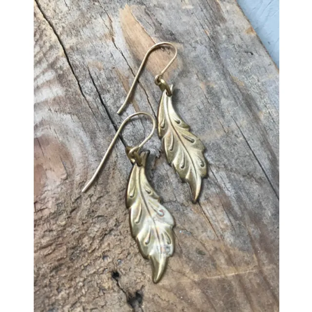 Silver Leaf Earrings - Vintage Style