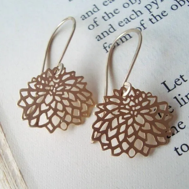 Chrysanthemum Earrings - Gold