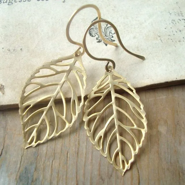Cutout Leaf Earrings - gold