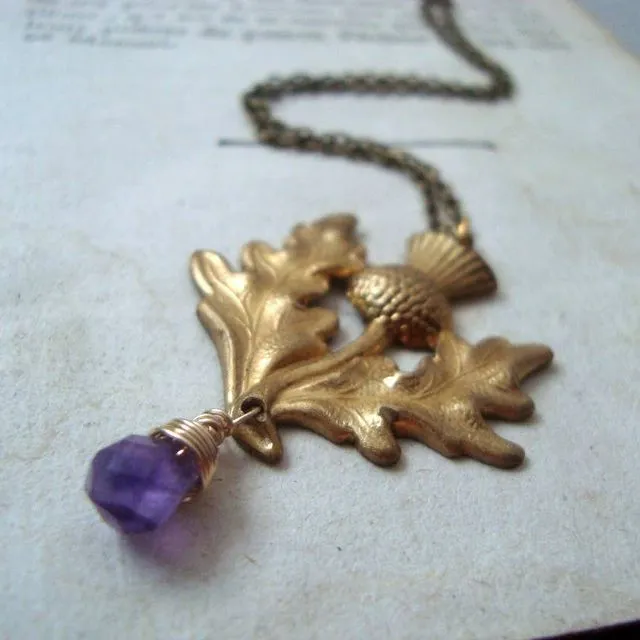 Scottish Thistle Necklace With Amethyst