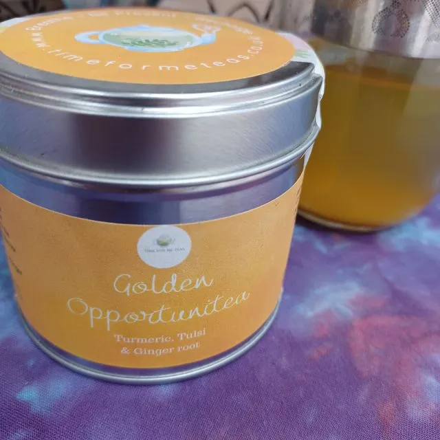 Organic Golden Opportunitea Tea Tin - Artisan Loose Leaf Herbal Tea, Nourishing & Balancing for the Mind & Body