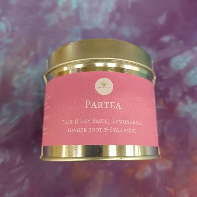 Partea Tea Tin - Organic Loose Leaf Herbal Tea, Energising yet Caffeine Free