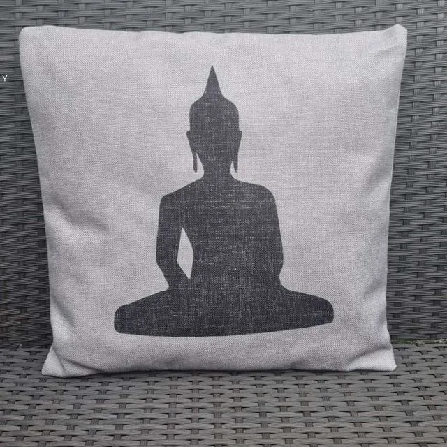Yoga Meditation Cushion Cover, Yoga Symbols Cushion, Linen Yoga Pillow Case, Organic  Linen Canvas Meditation Cushion, Decoration Cushion,UK - Buddha Symbol Cushion Cover