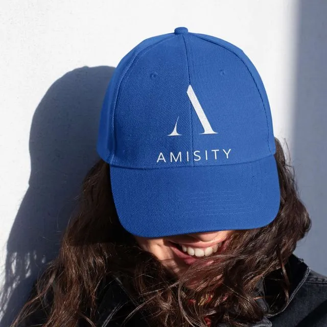 Amisity Ultimate Cotton Unisex Baseball Cap-White Logo, Fitness Cap, Gym cap, Travel Cap, Trend Now, UK - Bright Royal