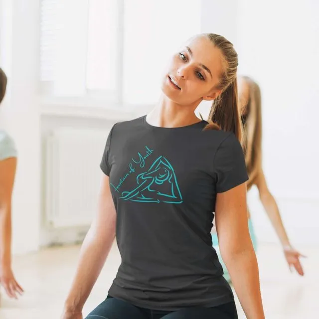 Fountain of Youth Yoga T- shirt -Unisex Jersey Short Sleeve Tee for Women - Dark Grey Heather