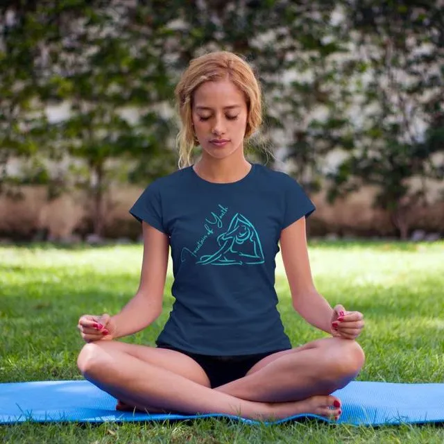 Fountain of Youth Yoga T- shirt -Unisex Jersey Short Sleeve Tee for Women - Navy