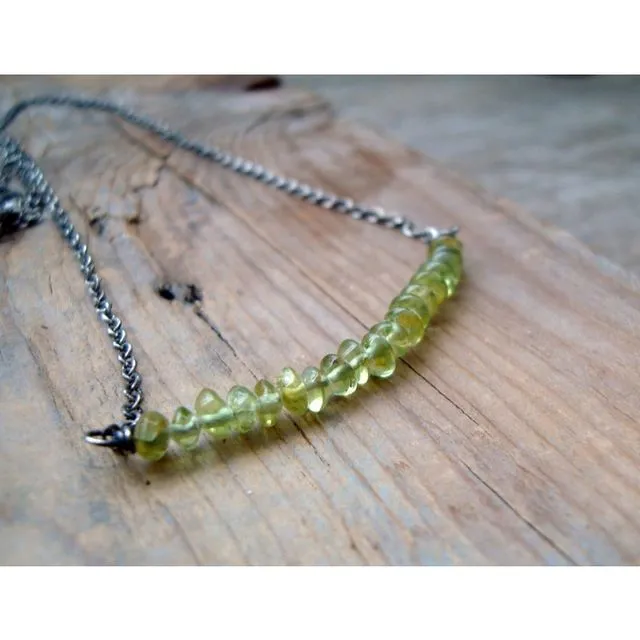 Peridot Stack Necklace - Oxidized Sterling