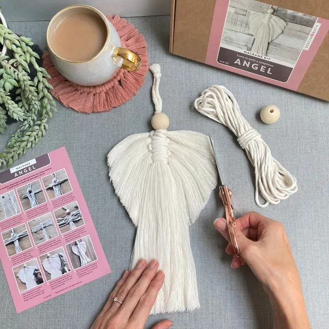 Beginners Macrame Kit - Christmas Angel. Learn how to make your own decorations with this craft kit for adults. A creative stocking filler idea.