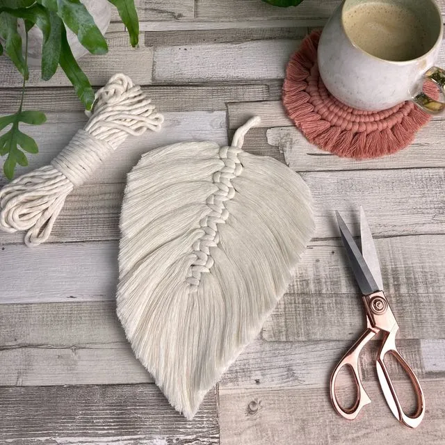 Macrame Kit - Feather - Cream. Learn how to make your own DIY wall hanging with this planet friendly craft kit for adults and teenagers.