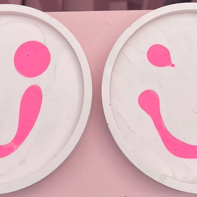 Coaster Set - Smiley - Pink