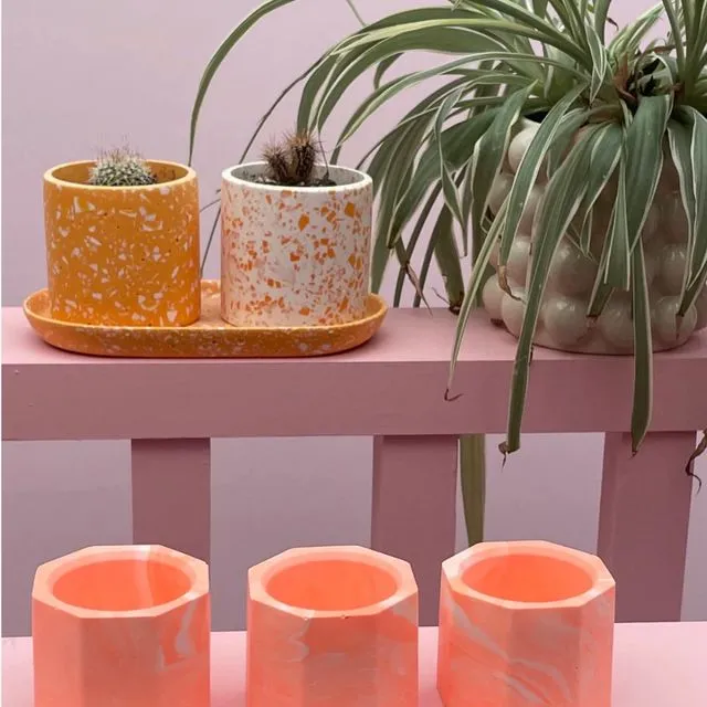 Tea light set (3 pieces) - Tie Dye - Neon Orange