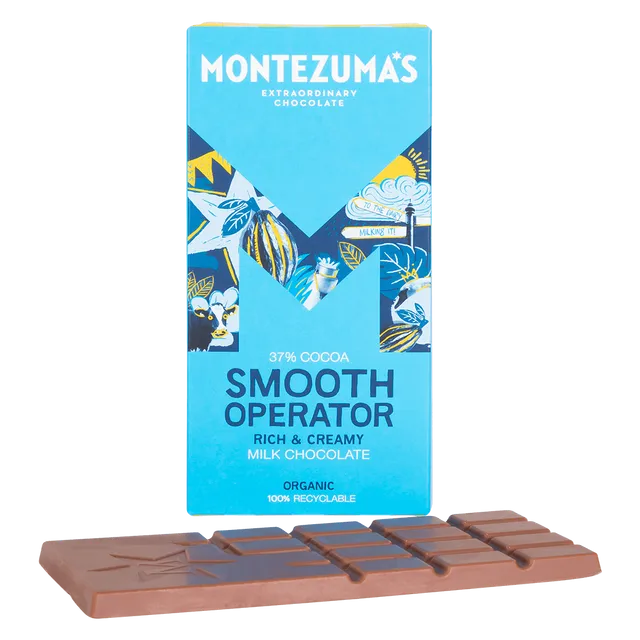 Montezuma's Chocolates 1541 Smooth Operator 37% Milk Organic 90g bar case of 12