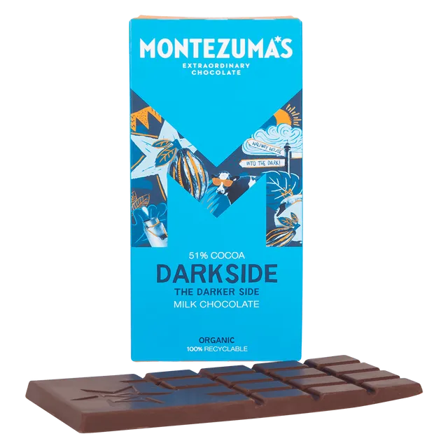 Montezuma's Chocolates 1543 Darkside 51% Milk Organic Dark 90g bar case of 12