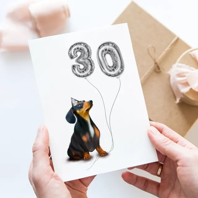 30th Sausage dog Birthday card