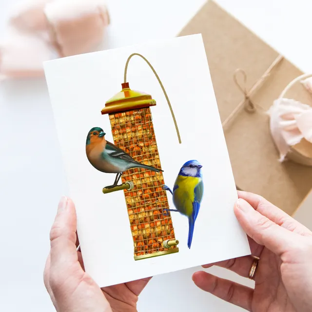 Bird Feeder Birthday card