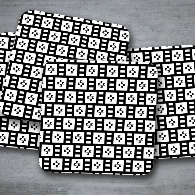 Black and White Geometric Coasters