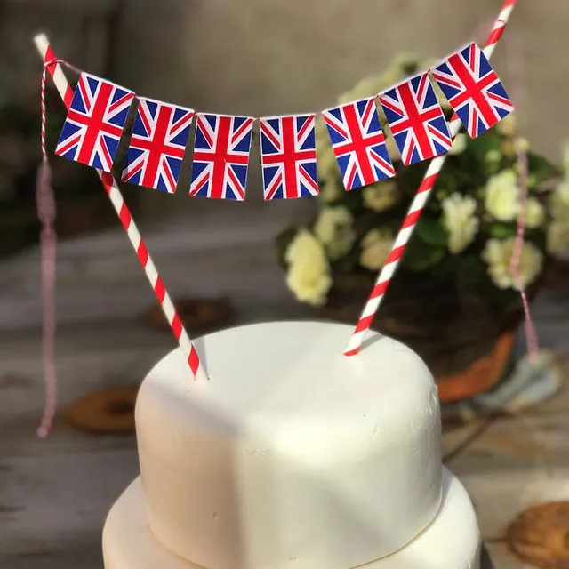 Bright Union Jack cake bunting topper