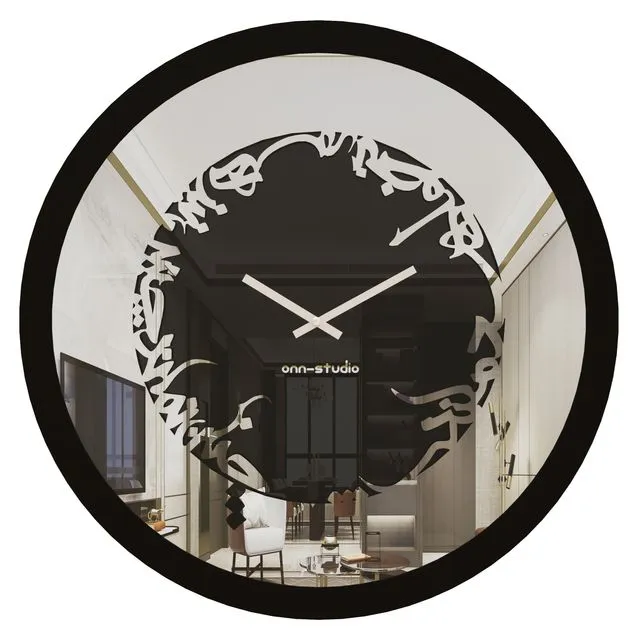 Onn Studio Round Persian Calligraphy Mirrored Handmade Wall Clock 60cm Diameter Model: C20-60