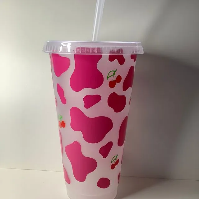Cherry / cow print cold cup