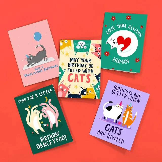 Mixed Occasion Cat Greeting Card Bundle