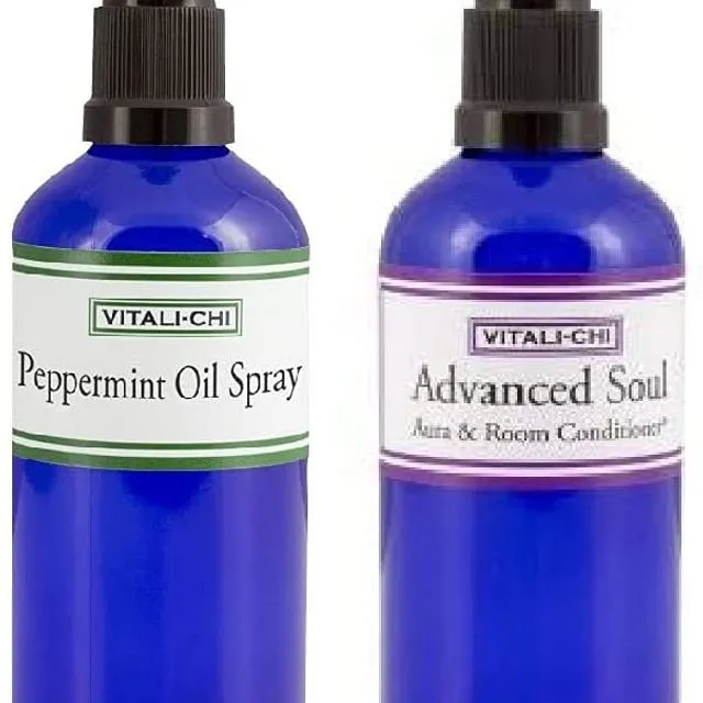 Vitali-Chi Advanced Soul and Peppermint Oil Aura & Room Spray Bundle - with Ho Leaf and Frankincense, Spearmint & Peppermint Pure Essential Oils - 50ml