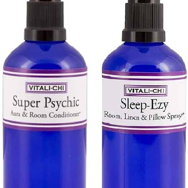 Vitali-Chi Sleep-Ezy and Super Psychic Aura & Room Spray Bundle - with Bergamot and Tangerine, Lavender and Chamomile Pure Essential Oils - 100ml