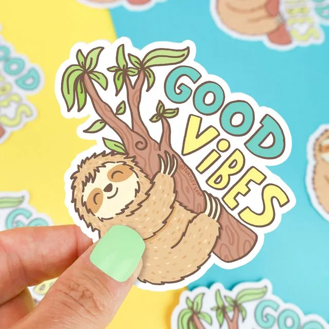 Good Vibes Sloth Vinyl Sticker