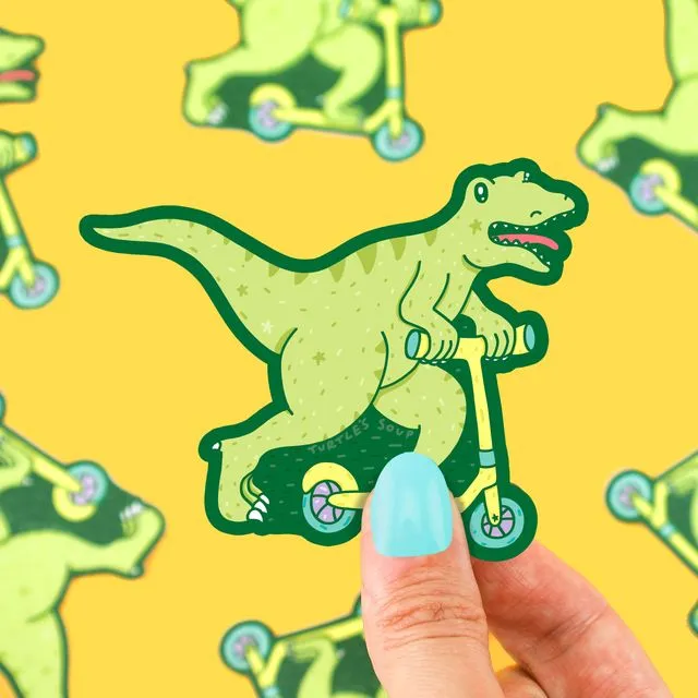 Trex Dinosaur Scooter Vinyl Sticker
