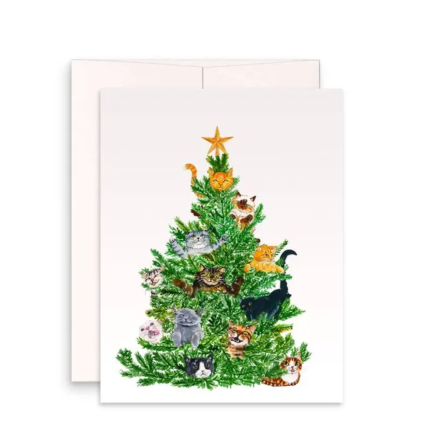 Cats Ornaments Xmas Tree - Funny Christmas Card