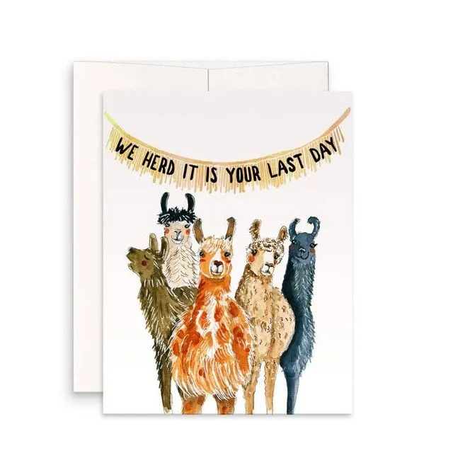 Llamas Herd Leaving - Goodbye Card