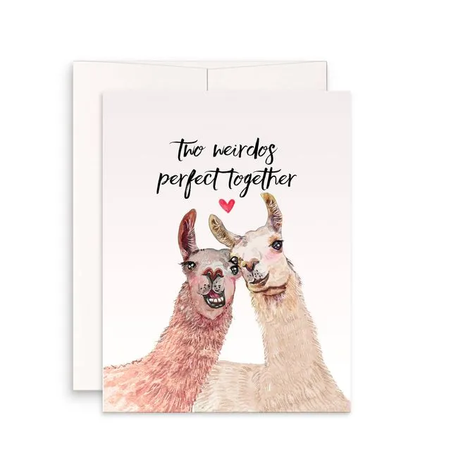 Two Weirdo Llamas Couple - Funny Wedding Anniversary Card
