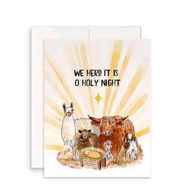 Farm Animals Nativity Scene - Funny Christmas Card