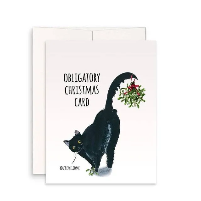Black Cat Obligatory Holiday - Funny Christmas Card