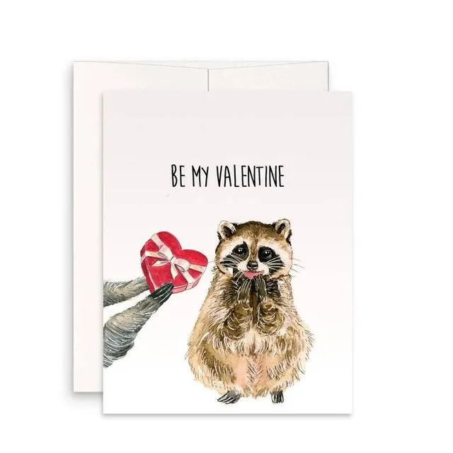 Be My Valentine Raccoon Love - Funny Valentines Day Card