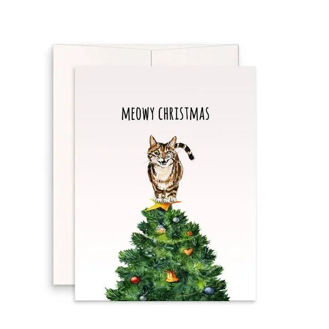 Tree Topper Cat - Funny Christmas Card