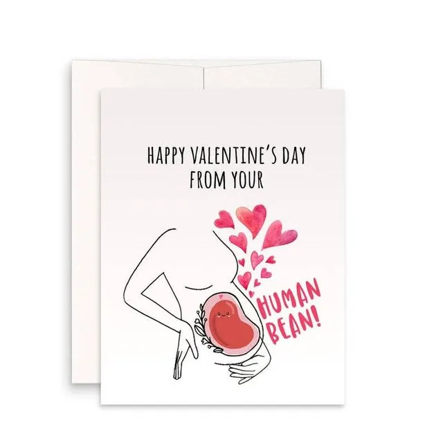 Pregnant Mom Human Bean - Funny Valentines Day Card