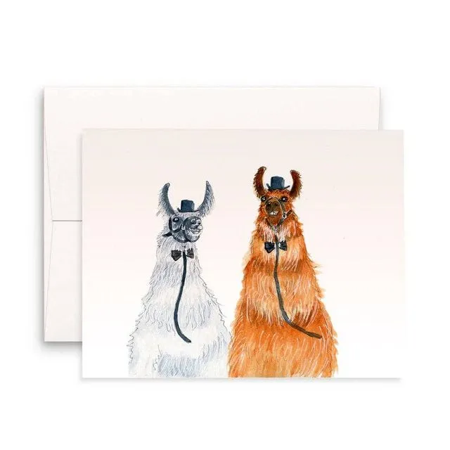 Groom And Groom Gay Llamas - Funny Wedding Card