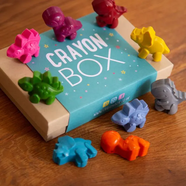 Set of 9 handmade Dinosaur wax Crayons