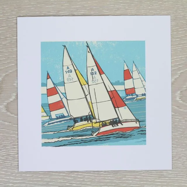 Racing Yachts Greetings Card
