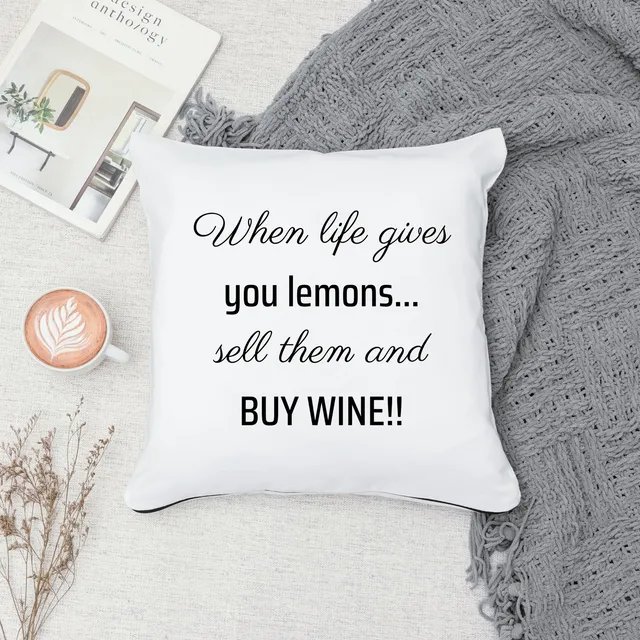 Funny Pillow Cover - Buy Wine