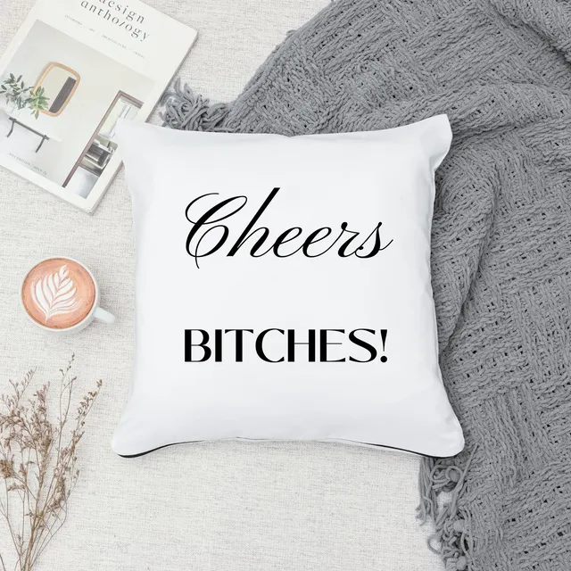 Funny Pillow Cover - Cheers Bitches