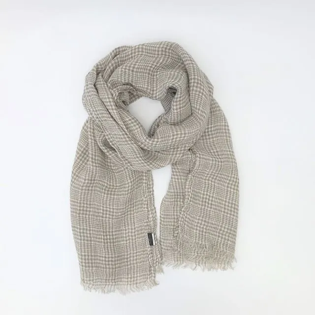 Taupe Brown Linen Scarf - 15% OFF
