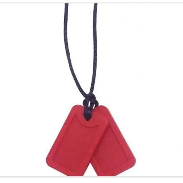Dog Tag Chew Necklace - Red