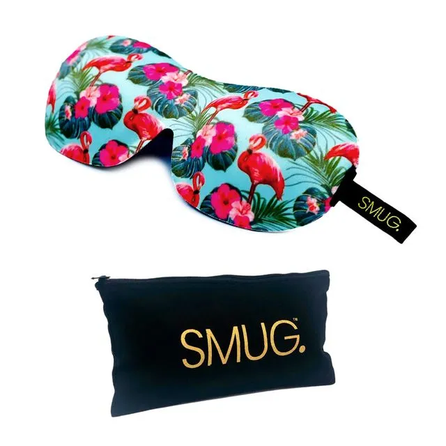 Contoured Sleep Mask & Black Storage Bag Sets - Flamingo