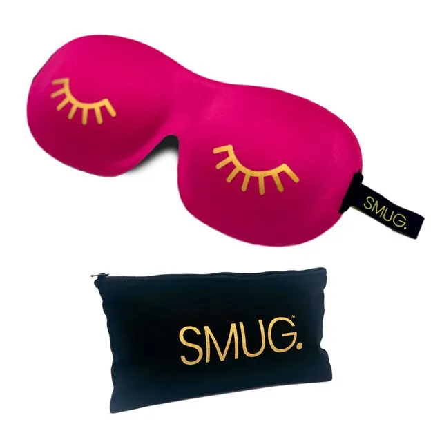 Contoured Sleep Mask & Black Storage Bag Sets - Wink Pink