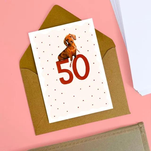 Dachshund 50th card