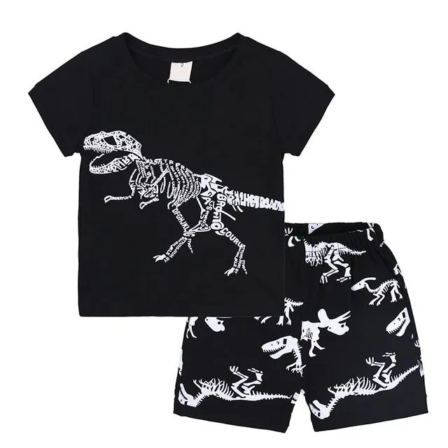 Dinosaur Printed T-Shirt Ans Shorts Set