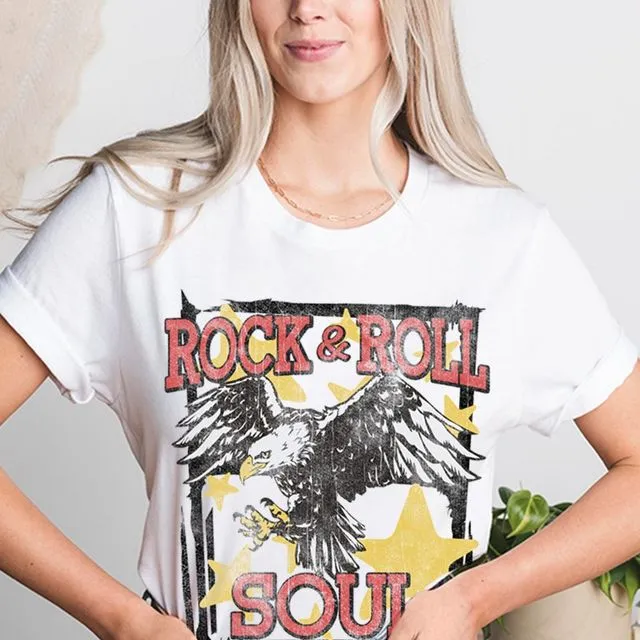 TS3060K - ROCK AND ROLL Graphic Print Women Top -Packaged 2-2-2 (SML)