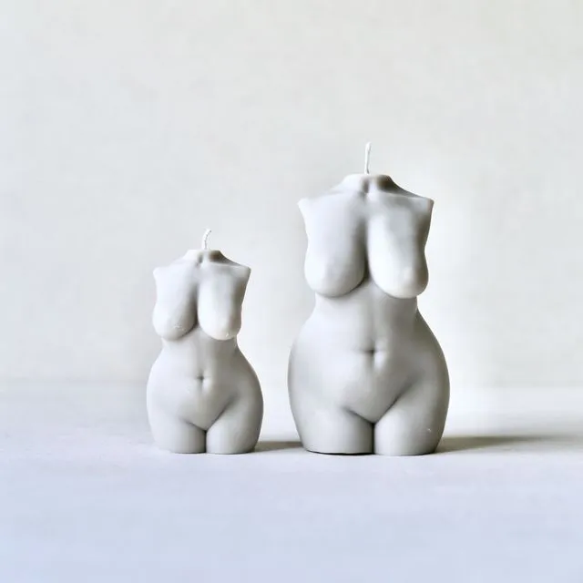 Tall Curvy Female Form Candle - Pebble