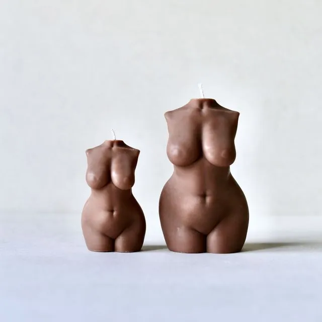 Small Curvy Female Form Candle - Cocoa (Brown)